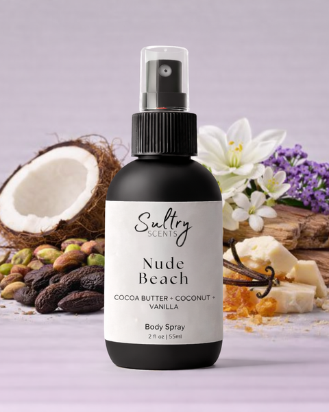 Sultry Scents Nude Beach Roll-On Fragrance Oil with cocoa butter and coconut, a bum bum dupe body mist