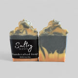 Sultry Scents handcrafted By the fire inspired soap bar with black and orange swirls