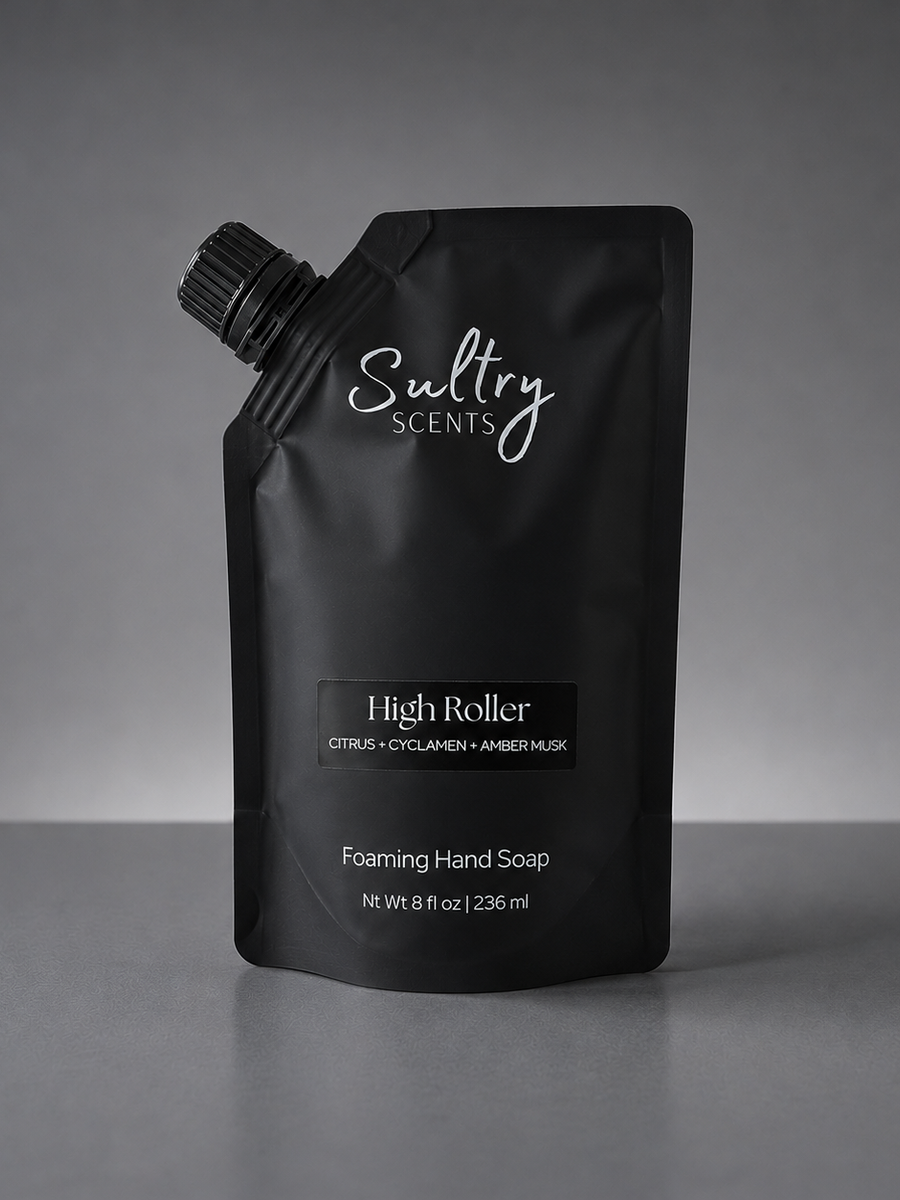 Sultry Scents Caesars Palace inspired foaming hand soap in convenient pouch packaging