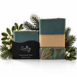 Sultry Scents Christmas Tree Scented Soap in decorative presentation with evergreen accents
