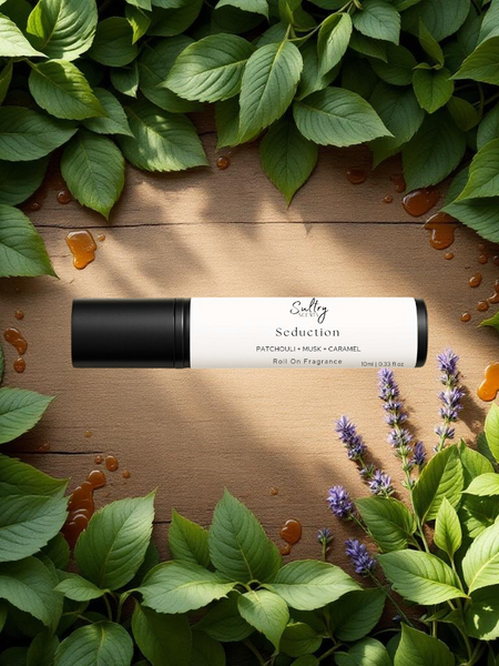 Sultry Scents roll on fragrance oil Seduction on wood with leaves lavender and amber drops Tyler Candle Diva inspired roll on perfume