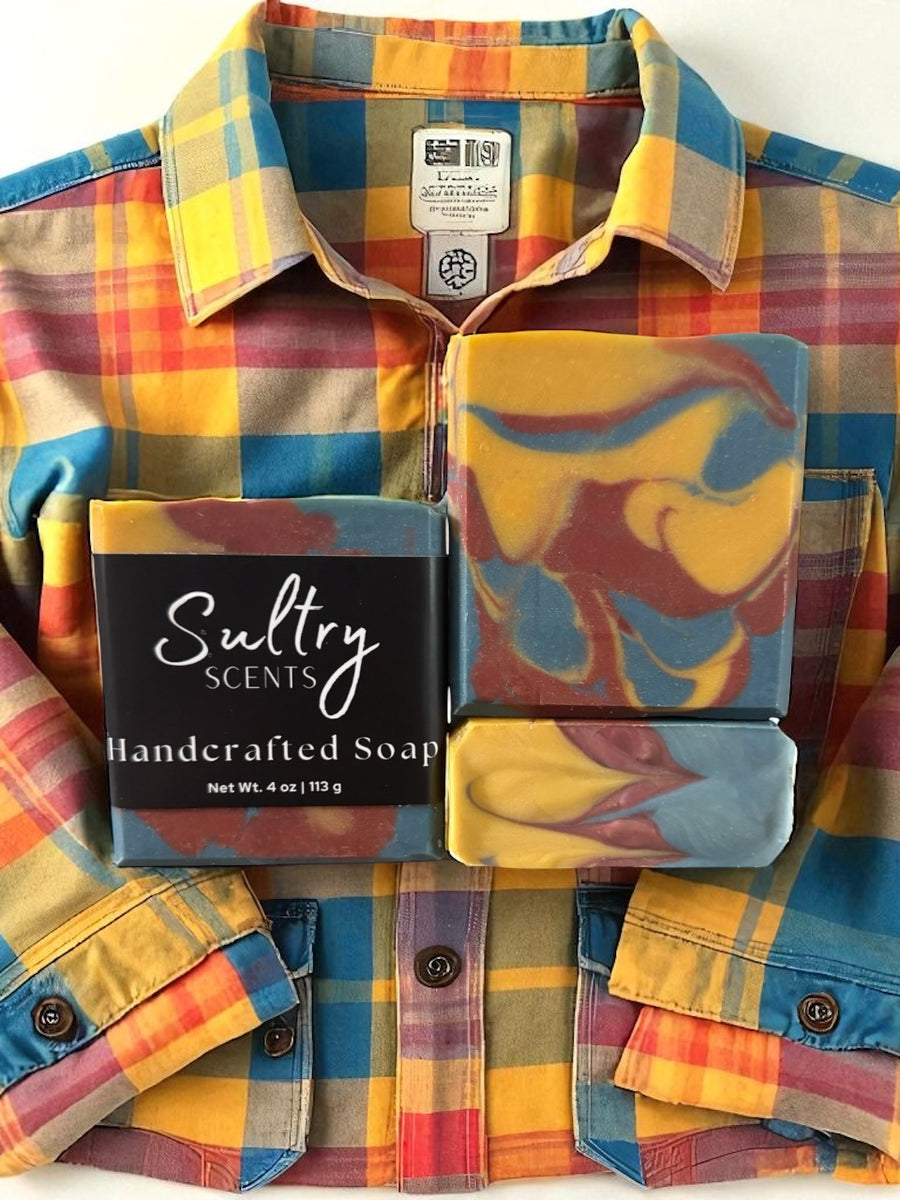 Fall Flannel Soap Bar by Sultry Scents with vibrant colors and handcrafted design for seasonal use