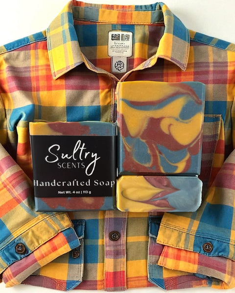 Fall Flannel Soap Bar by Sultry Scents with vibrant colors and handcrafted design for seasonal use