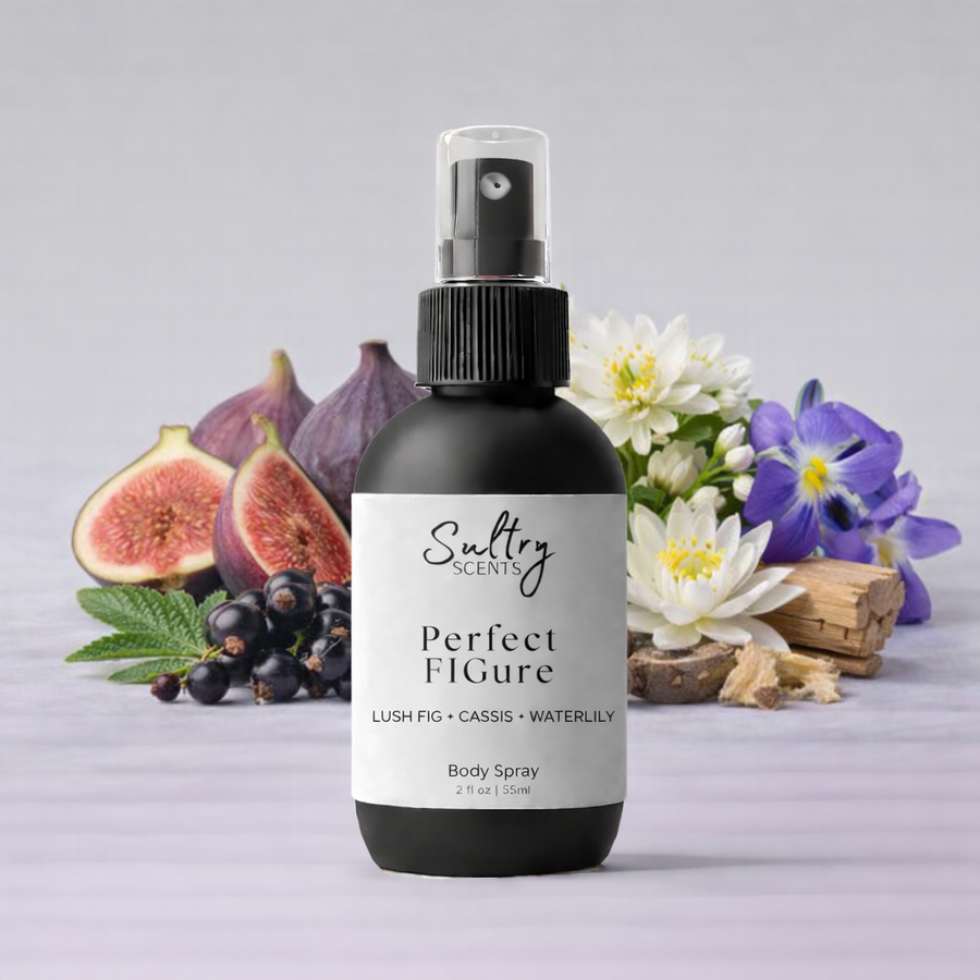 Sultry Scents Father Figure inspired body spray with lush fig and cassis fragrance in a stylish bottle