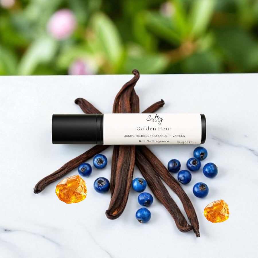 Sultry Scents Gentle Fluidity Gold dupe roll on perfume with vanilla, juniper berries, and coriander