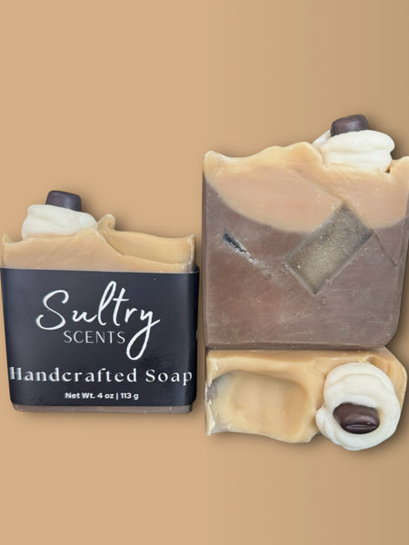 Sultry Scents Handcrafted Latte Soap with Coffee Bean Accent for Luxurious Cleansing