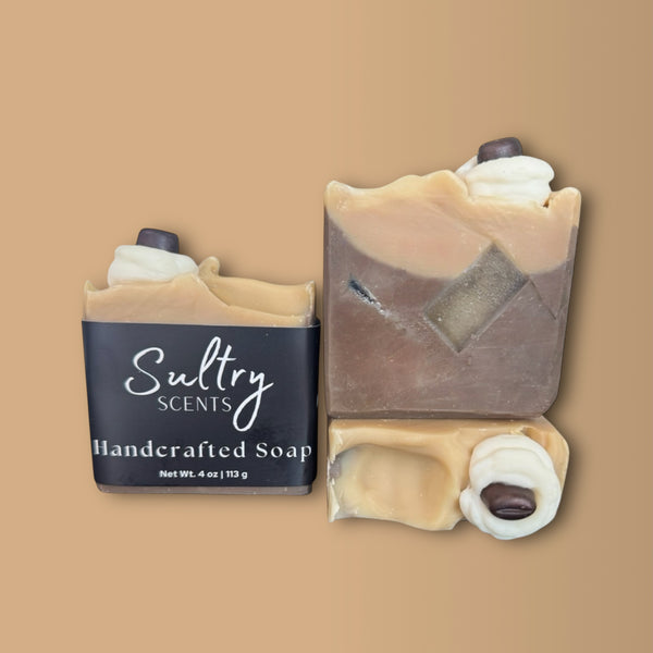 Sultry Scents Handcrafted Latte Soap with Coffee Bean Accent for Luxurious Cleansing