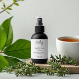 Sultry Scents Spill the Tea odor eliminating room spray bottle with tea cup herbs and leaves Hilton hotel inspired room spray