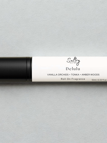 Kayali Vanilla 28 inspired roll on perfume oil Sultry Scents Delulu roll on fragrance 10ml white label black cap