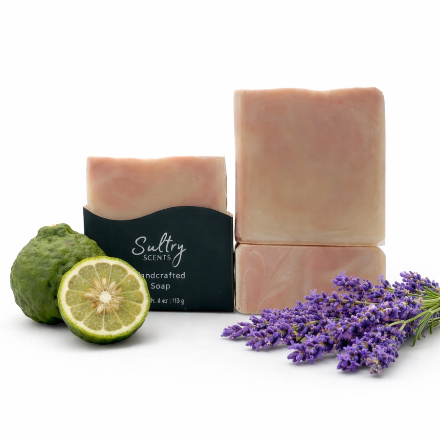Lavender Bergamot Tallow Soap bar by Sultry Scents featuring natural ingredients and delightful aroma
