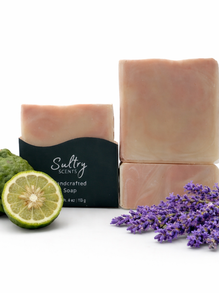 Lavender Bergamot Tallow Soap bar by Sultry Scents featuring natural ingredients and delightful aroma
