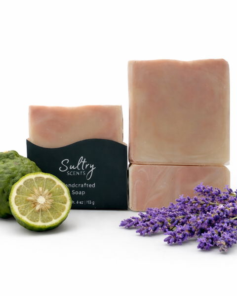 Lavender Bergamot Tallow Soap bar by Sultry Scents featuring natural ingredients and delightful aroma
