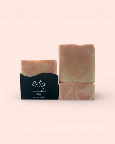 Lavender Bergamot Tallow Soap bar from Sultry Scents in a creamy swirl design for a soothing cleanse