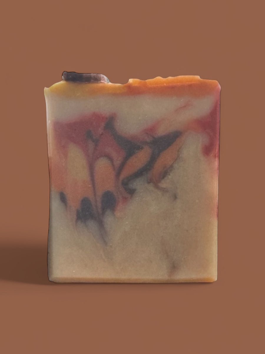 Leaves inspired Fall Soap with vibrant colors and intricate marbling for seasonal refreshment