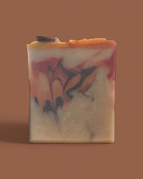 Leaves inspired Fall Soap with vibrant colors and intricate marbling for seasonal refreshment