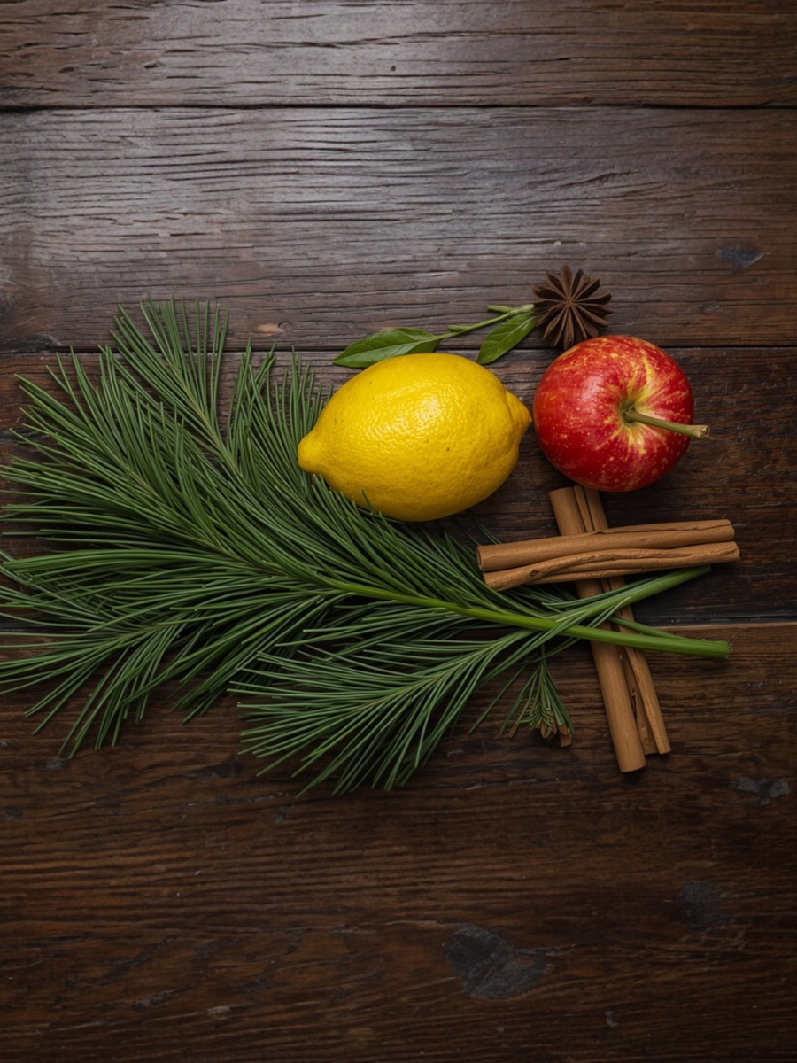 Leaves inspired Fall Soap with fresh lemon, apple, pine needles, and cinnamon sticks for autumn fragrance