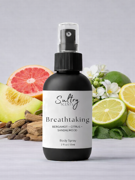 Sultry Scents Breathtaking Luxury Body Spray citrus and sandalwood with fresh fruits and herbs