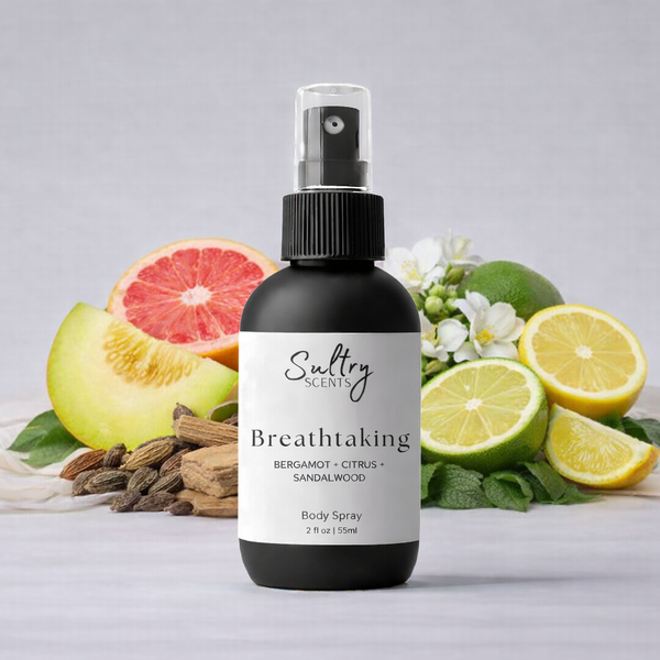 Sultry Scents Breathtaking Luxury Body Spray citrus and sandalwood with fresh fruits and herbs