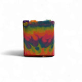Colorful Sultry Scents luxury fruit loops soap with vibrant swirls in a square shape