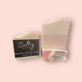 Handcrafted soap from Sultry Scents featuring luxury salt bar soap in a pink hue