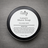 Sultry Scents Luxury Tallow Based Solid Shave Soap in Polished Gent with easy usage instructions