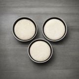 Three containers of Luxury Tallow Based Solid Shave Soap with a smooth, creamy texture