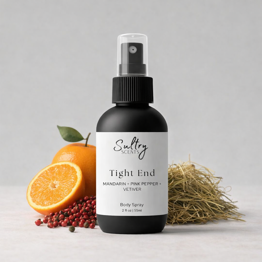 Sultry Scents Tight End Body Spray featuring Mandarin, Pink Pepper, and Vetiver, inspired by Meteore for men