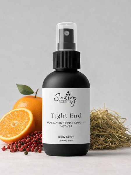 Sultry Scents Tight End Body Spray featuring Mandarin, Pink Pepper, and Vetiver, inspired by Meteore for men