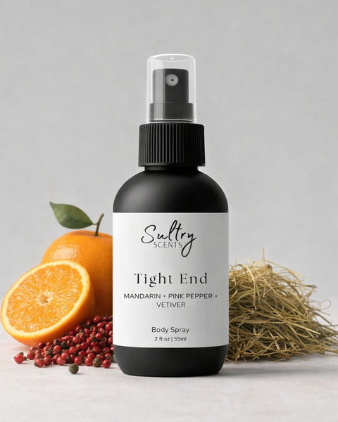 Sultry Scents Tight End Body Spray featuring Mandarin, Pink Pepper, and Vetiver, inspired by Meteore for men