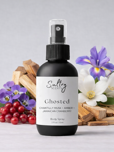 Sultry Scents Ghosted Body Spray with notes of musky amber, a perfect Mojave Ghost body spray dupe