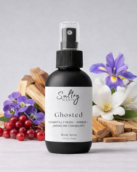Sultry Scents Ghosted Body Spray with notes of musky amber, a perfect Mojave Ghost body spray dupe