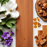 Natural floral and woody ingredients arrangement for Mojave Ghost Inspired Room Spray by Sultry Scents