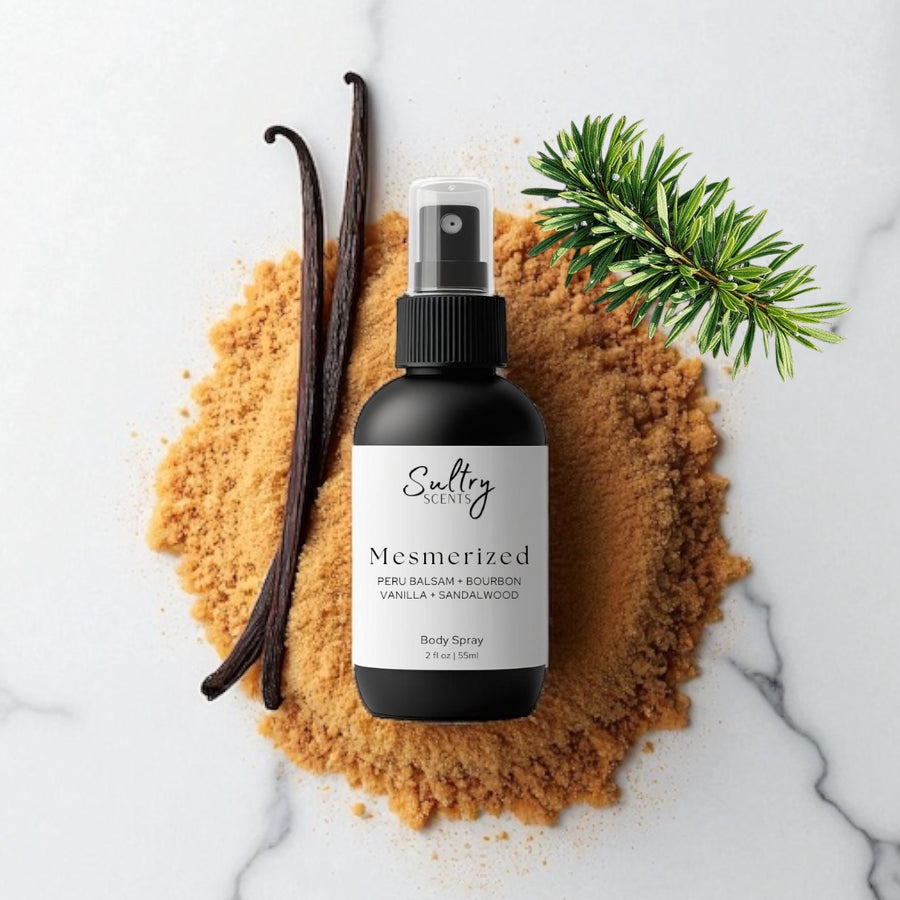 Sultry Scents Mesmerized body spray with vanilla, sandalwood, and brown sugar Narcotica Happy Dust dupe fragrance