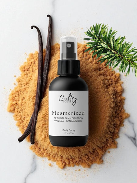 Sultry Scents Mesmerized body spray with vanilla, sandalwood, and brown sugar Narcotica Happy Dust dupe fragrance