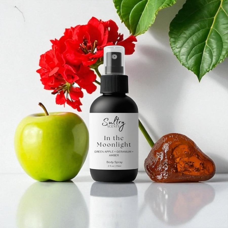 Sultry Scents In the Moonlight body spray with green apple, geranium, and amber Phlur Moonstone dupe