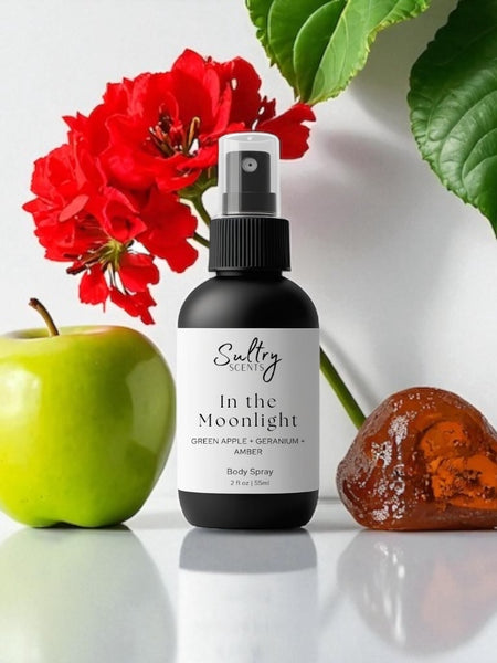 Sultry Scents In the Moonlight body spray with green apple, geranium, and amber Phlur Moonstone dupe