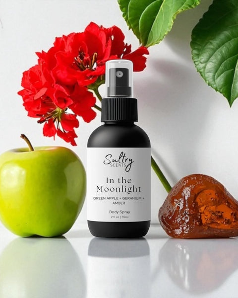 Sultry Scents In the Moonlight body spray with green apple, geranium, and amber Phlur Moonstone dupe