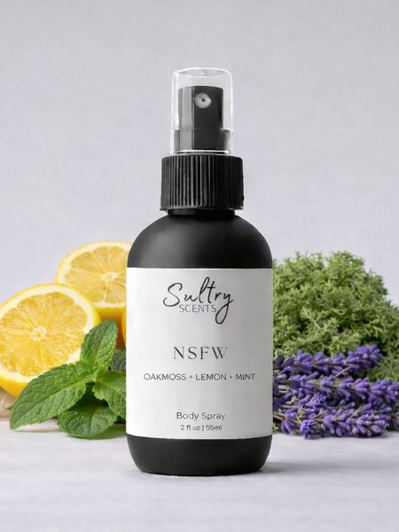 Sultry Scents NSFW Body Spray with Oakmoss, Lemon, and Mint, inspired by Polo Sport fragrance