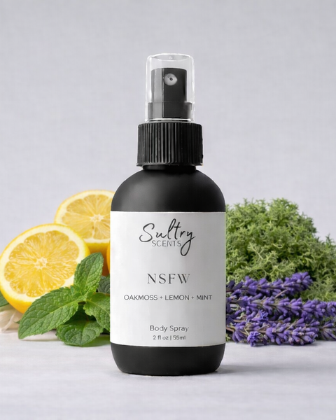Sultry Scents NSFW Body Spray with Oakmoss, Lemon, and Mint, inspired by Polo Sport fragrance