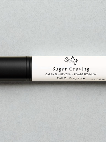 Sultry Scents Sugar Craving Roll On Fragrance inspired by Prada Candy, featuring caramel and musk notes