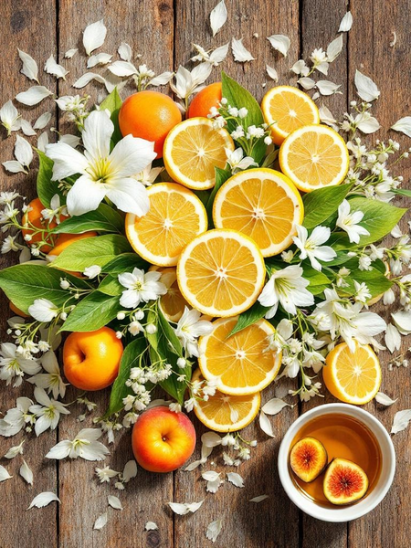 Fresh citrus and floral arrangement with sliced oranges and white flowers for Ritz Carlton Water Tower Place inspired room Spray