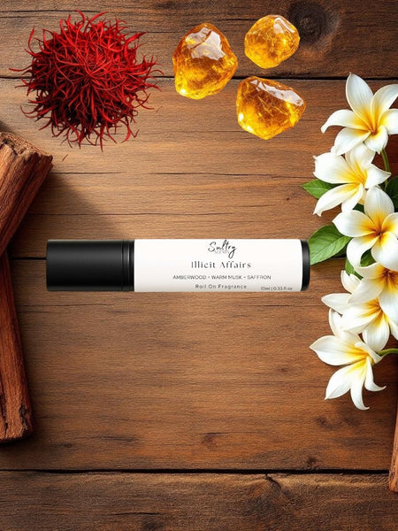 Roll on fragrance oil Illicit Affairs with plumeria amber and cinnamon Signature scent Illicit Affairs exclusive to Sultry Scents.