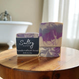 Soft Touch Goat Milk and Silk Soap Bar by Sultry Scents with a lavender marble design