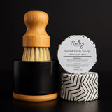 Sultry Scents Solid Dish Soap Bar in Lemon Eucalyptus Scent with Bamboo Dish Brush for Eco-Friendly Cleaning