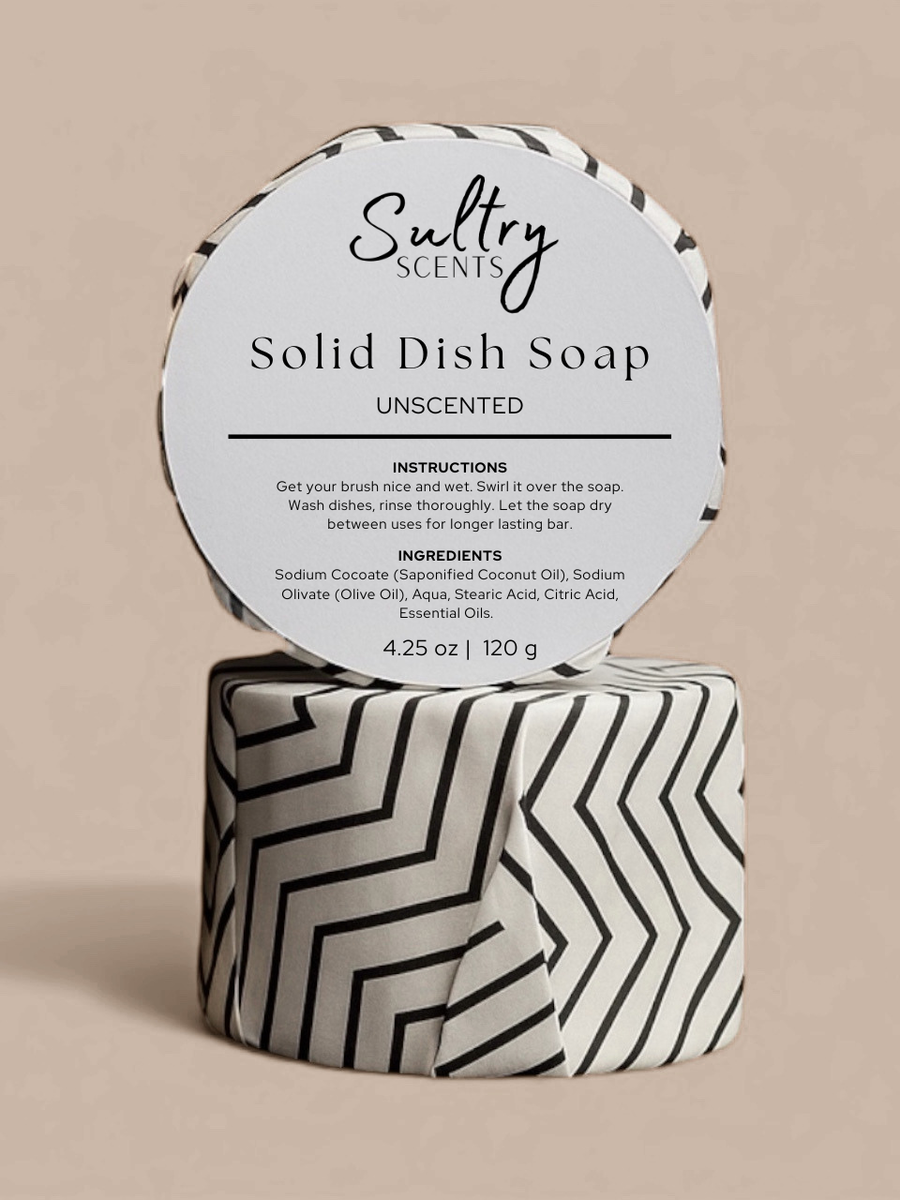 Sultry Scents Solid Dish Refill in Unscented with eco-friendly packaging and natural ingredients