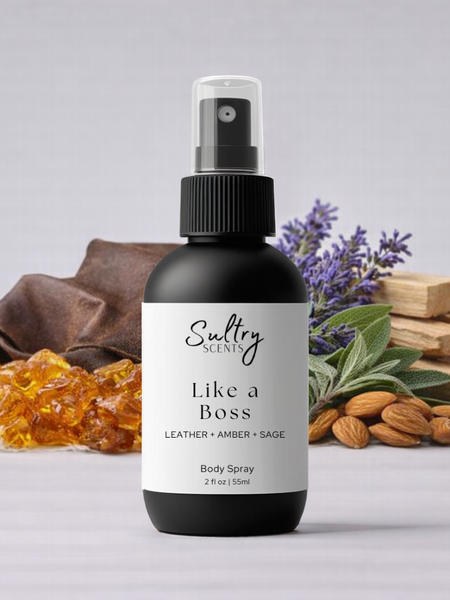 Sultry Scents Like a Boss Body Spray with notes of leather, amber, and sage, a Tom Ford Fucking Fabulous dupe