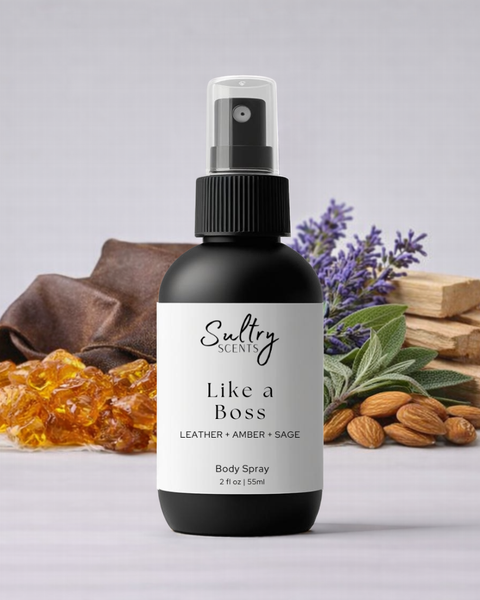 Sultry Scents Like a Boss Body Spray with notes of leather, amber, and sage, a Tom Ford Fucking Fabulous dupe