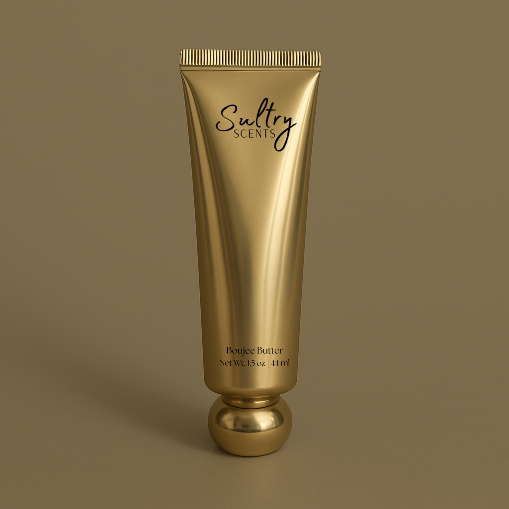 Sultry Scents ultra hydrating unscented body cream in a gold tube for deep skin moisture