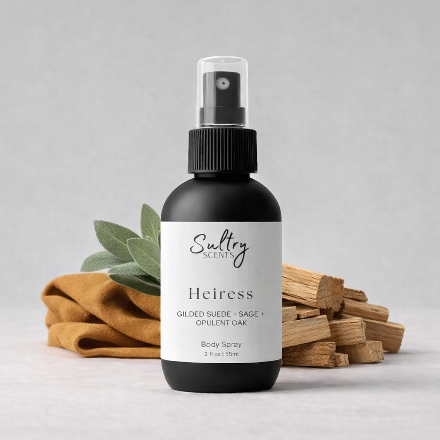 Sultry Scents Heiress Unique Luxury Body Spray with Gilded Suede and Opulent Oak Fragrance