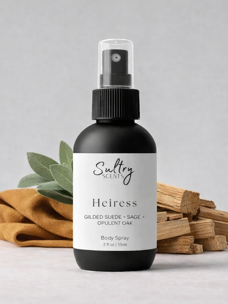 Sultry Scents Heiress Unique Luxury Body Spray with Gilded Suede and Opulent Oak Fragrance